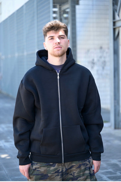 FELPA ZIP CON CAPPUCCIO